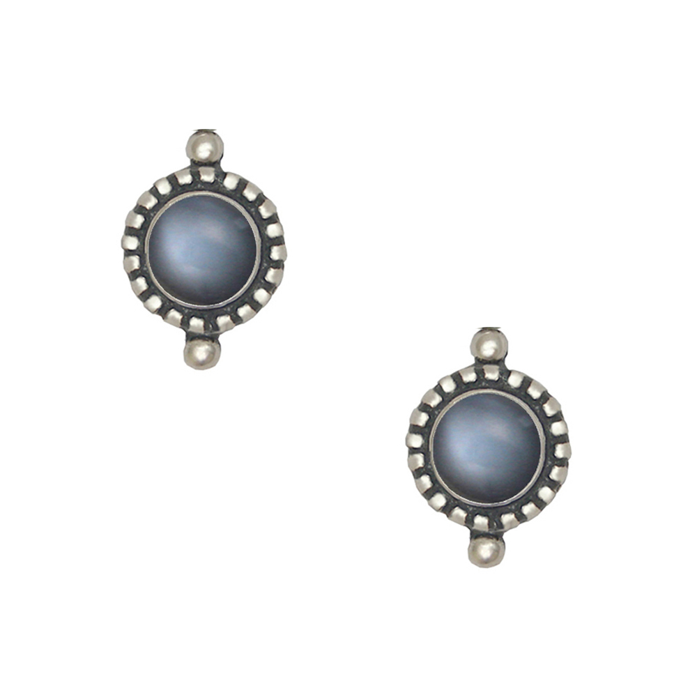Sterling Silver Little Grey Moonstone Post Stud Earrings